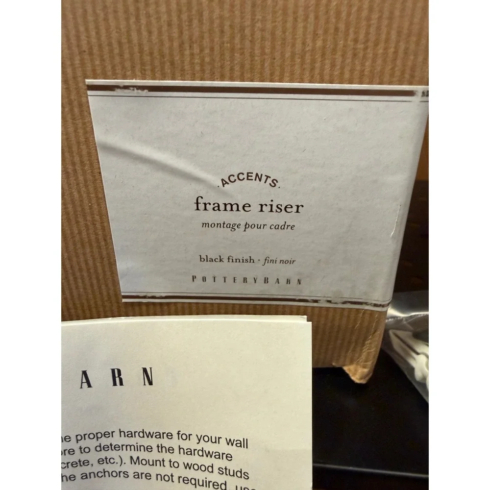 Pottery Barn Metal Frame Risers Black Wall Mount Brackets Set of 2 NIB